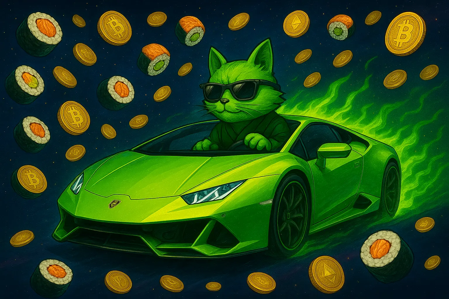 A ridiculously cool, wasabi-green Lamborghini